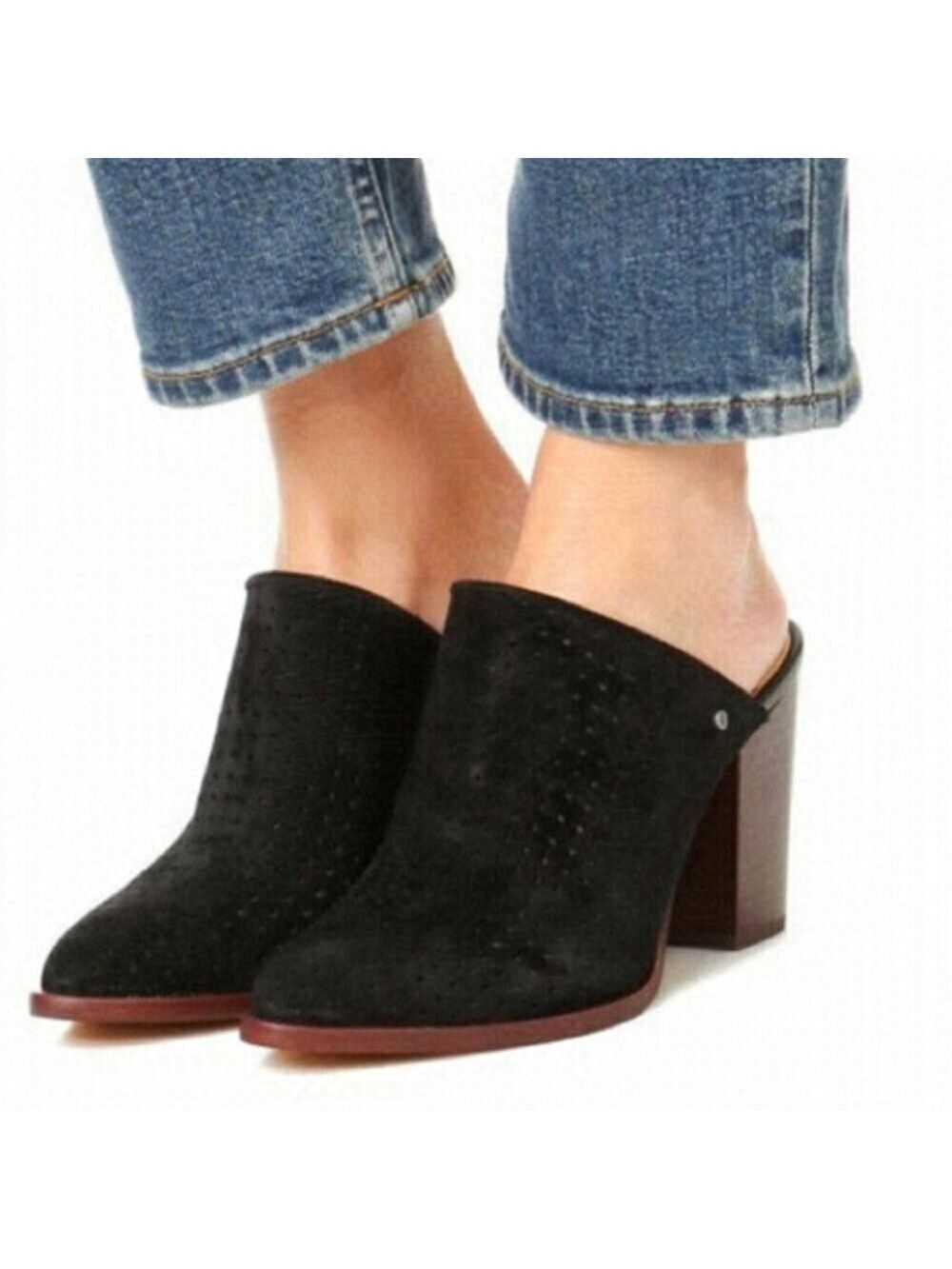 Sam Edelman Bates Perforated Suede Leather Mules/Slides